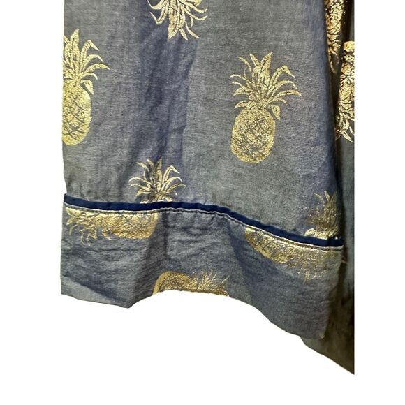 Victoria's Secret Women Large Blue Pineapple Print Button Up Lounge Pajama Shirt - Picture 8 of 13